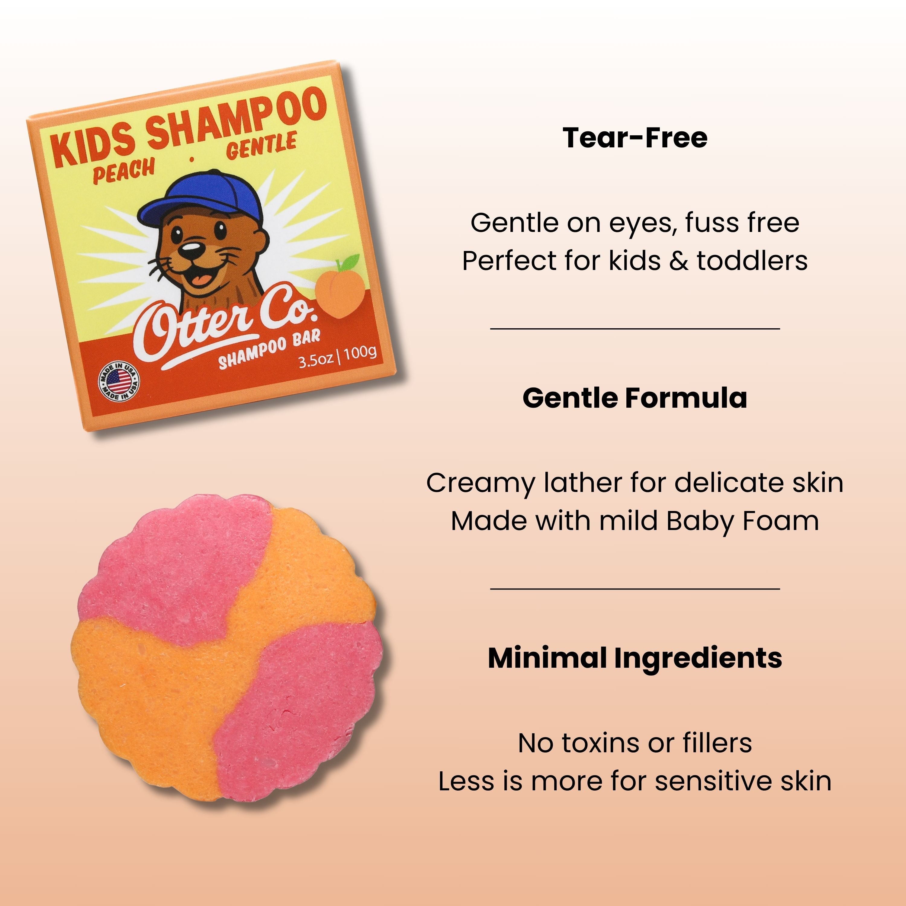 Kids Gentle Peach Shampoo Bar