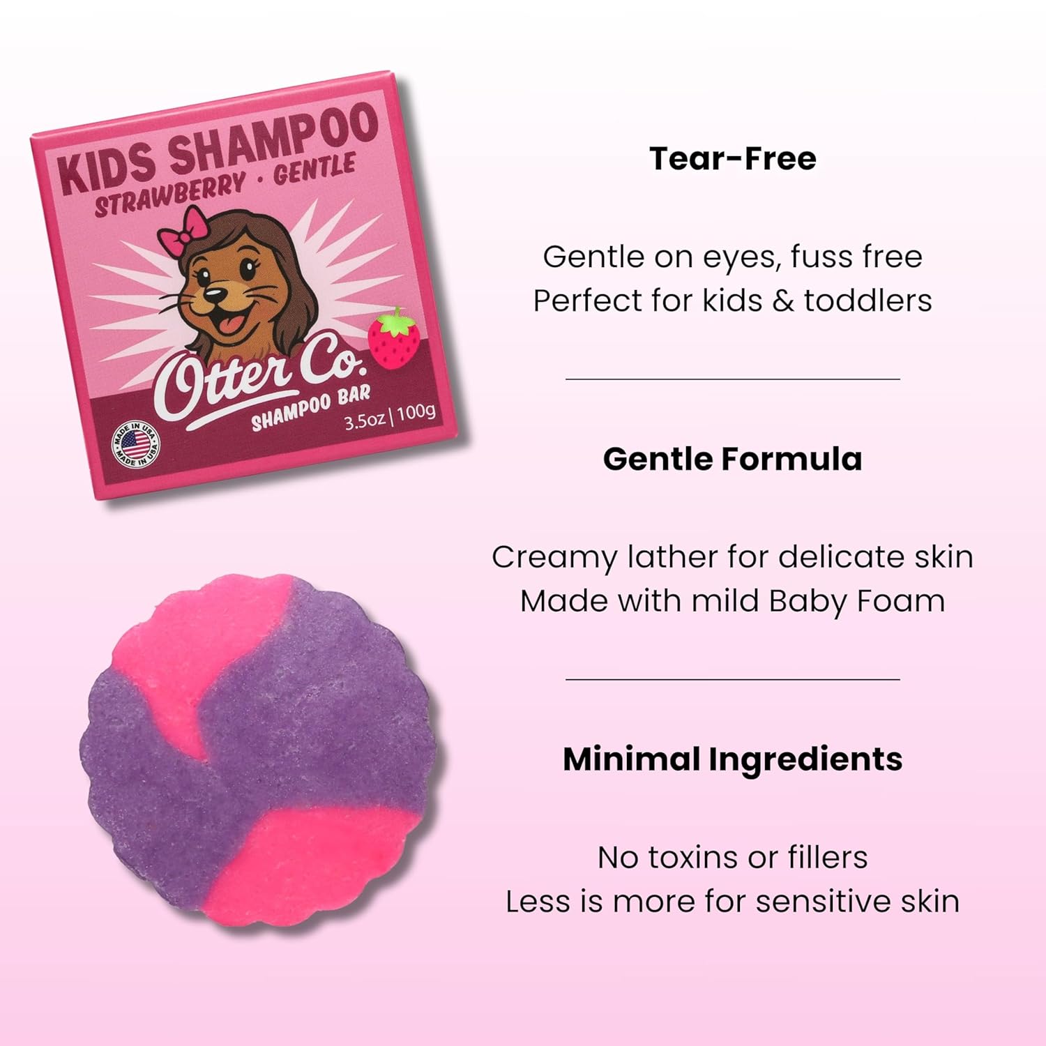 Kids Gentle Strawberry Shampoo Bar