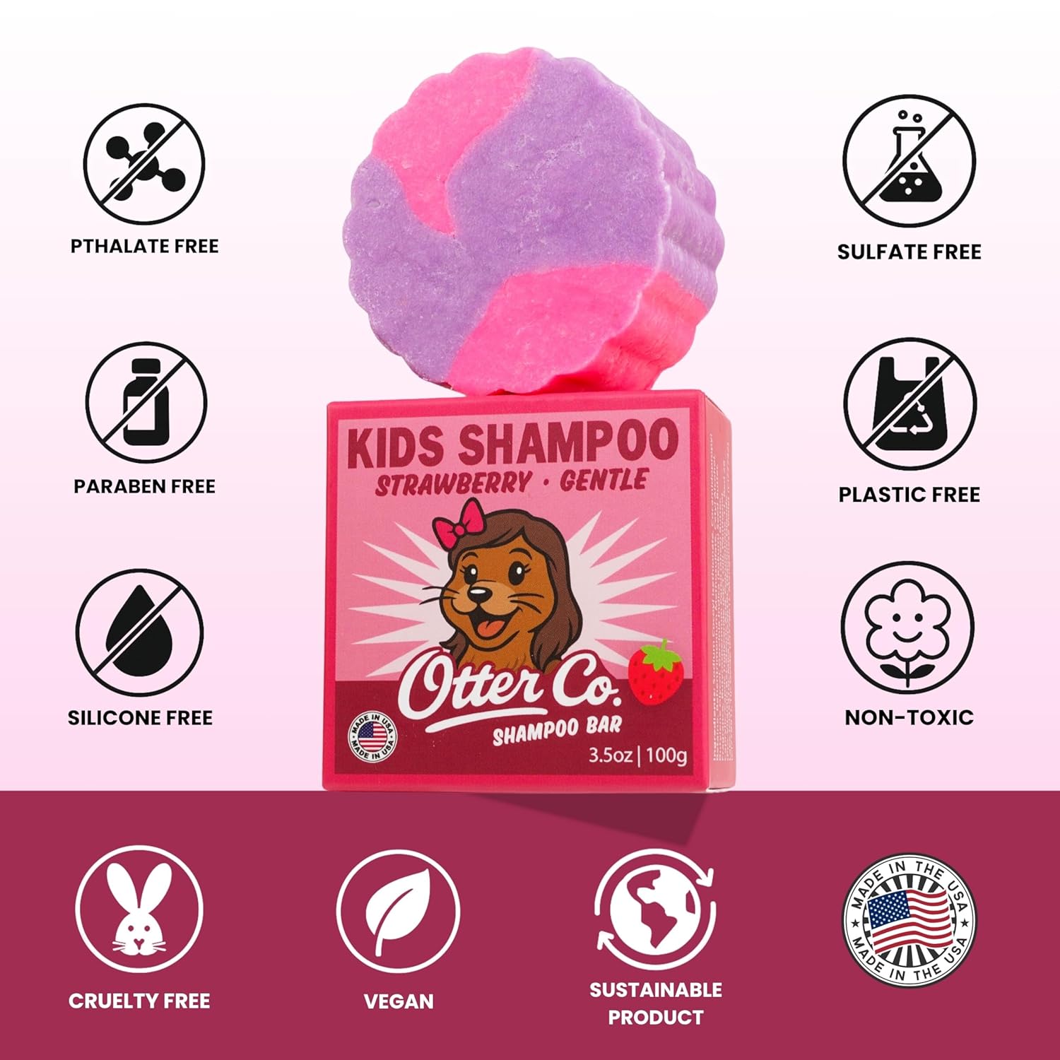 Kids Gentle Strawberry Shampoo Bar